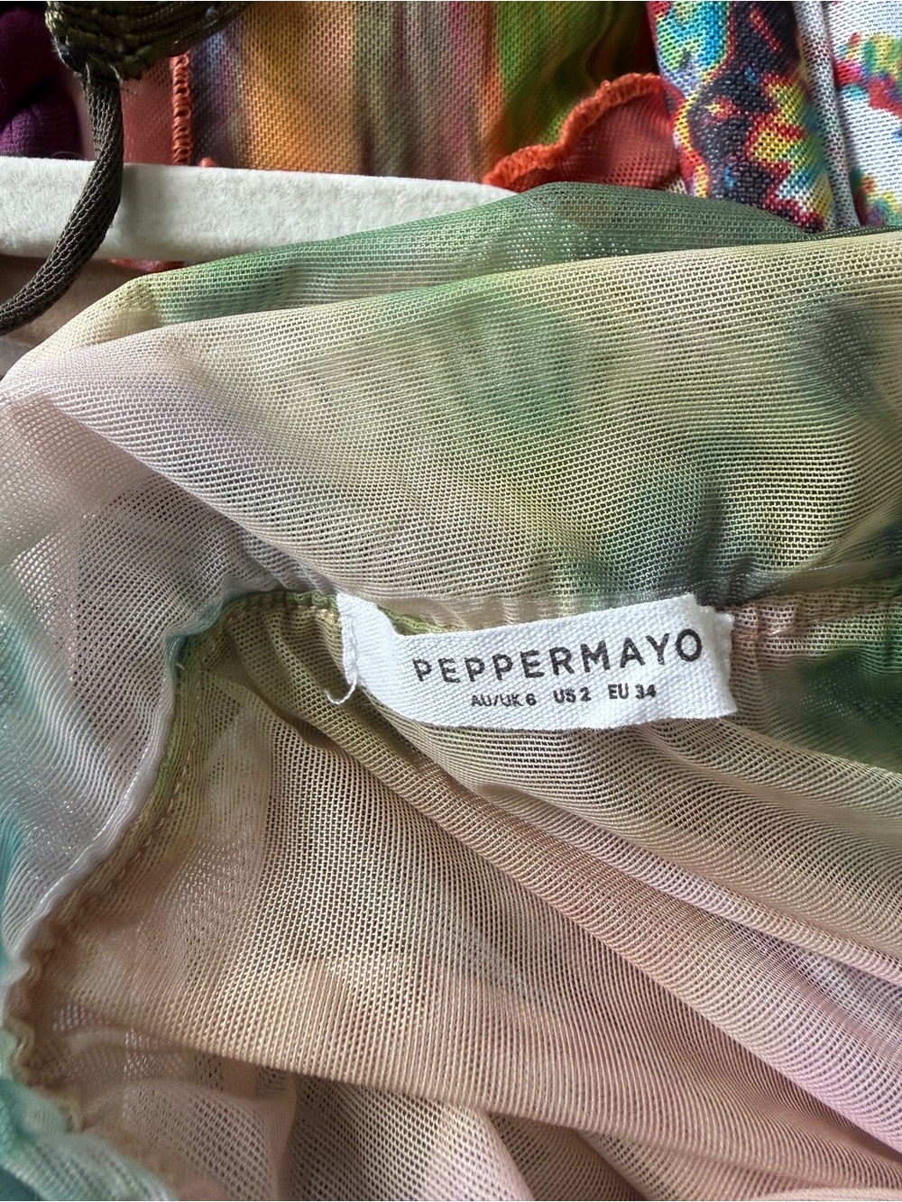 Peppermayo Green & Pink Tie-Dye Halter Cowl Maxi Dress - Picture 3 of 3